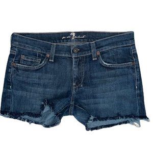 7 for all mankind denim cut off distressed shorts with frayed hem Sz 28